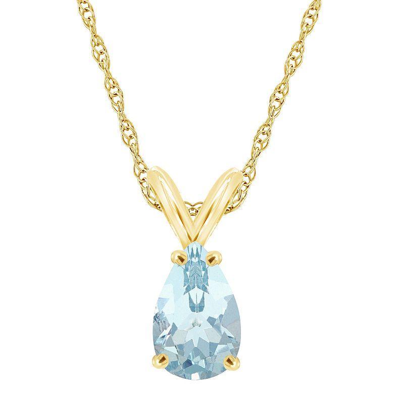 Celebration Gems 14k Gold Gemstone Teardrop Pendant Necklace, Womens Blue Product Image