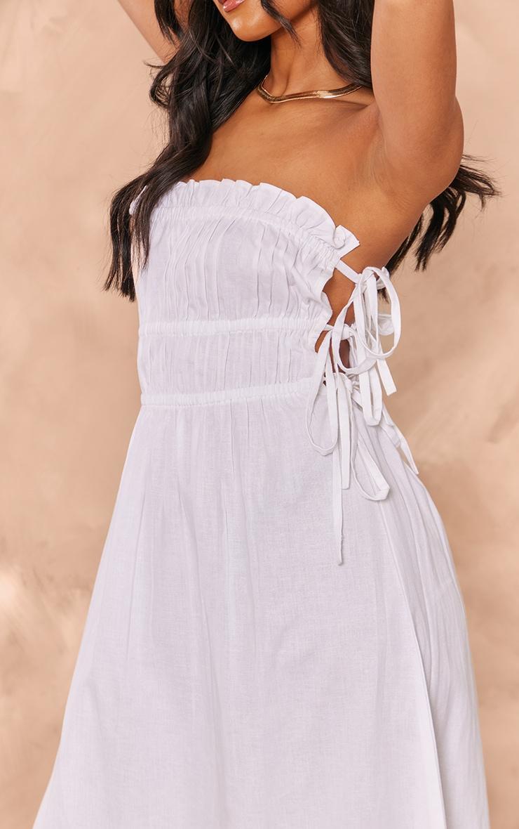 Tall White Faux Linen Tie Side Midaxi Dress Product Image