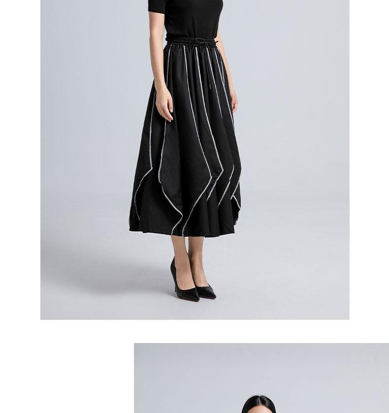 Drawstring Waist Contrast Stitched Cropped Culottes Product Image