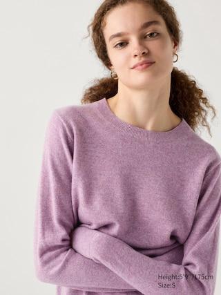 Womens Cashmere Sweater Purple Medium UNIQLO US Product Image