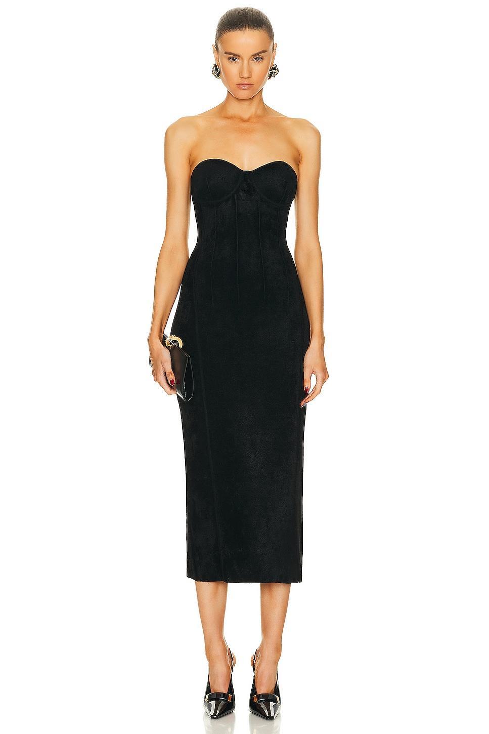 GALVAN Titania Velvet Bustier Dress Black. (also in M, S). Product Image