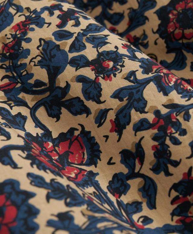 Cotton Short Sleeve Camp Collar Shirt In Batik-Inspired Floral Print Product Image