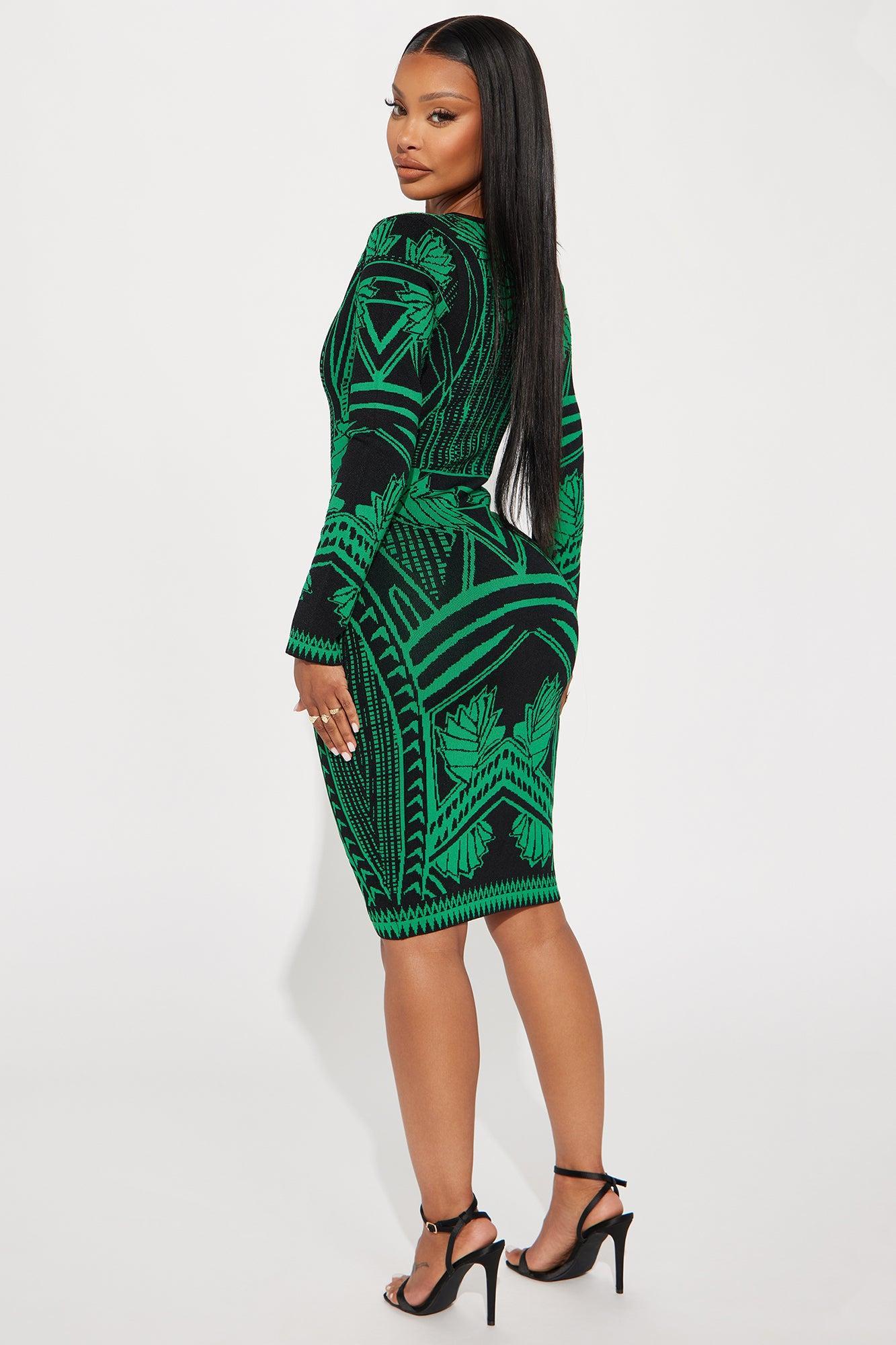 Shanna Sweater Midi Dress - Green Product Image