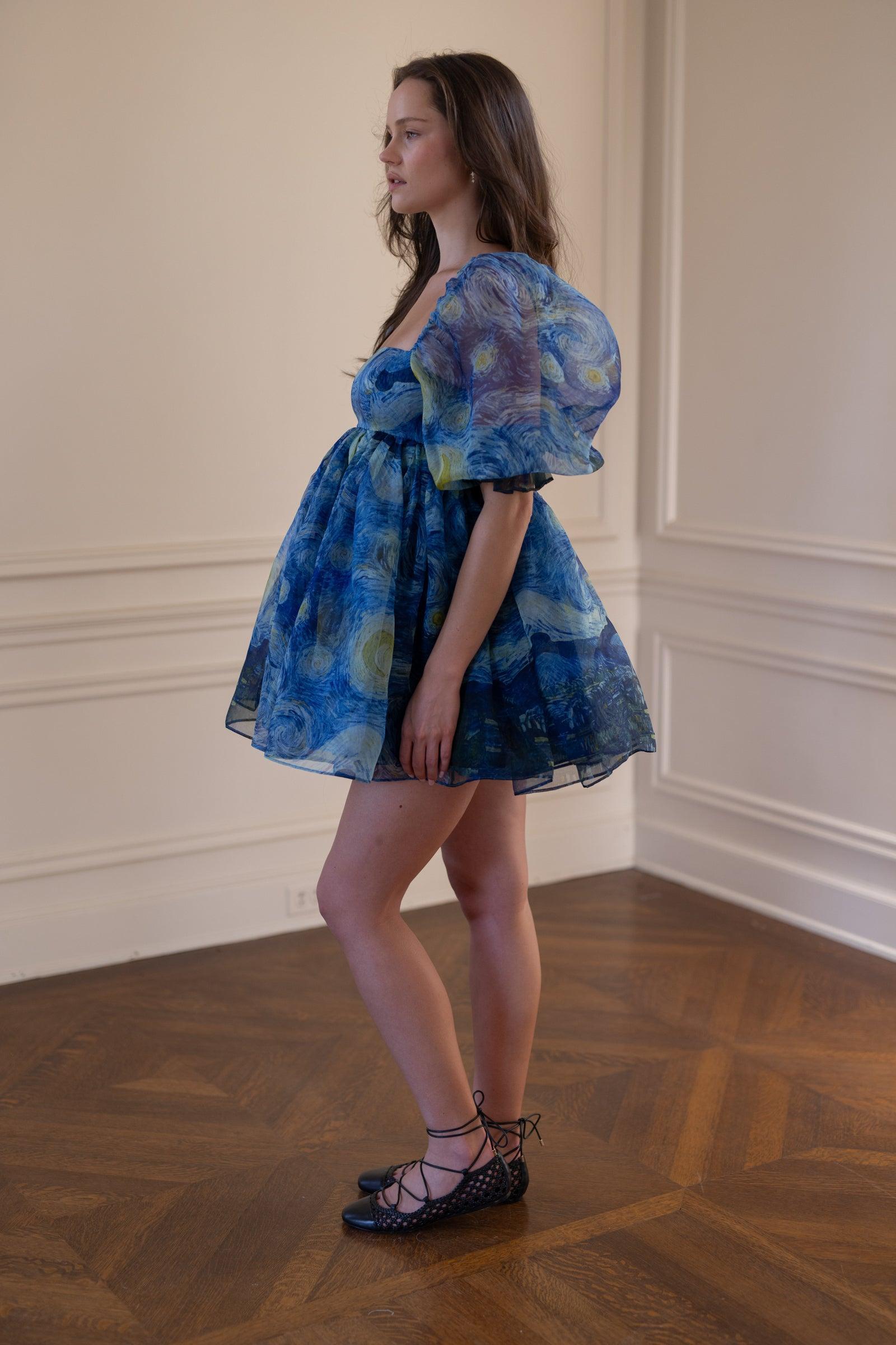 The Starry Night Silk Puff Dress Product Image