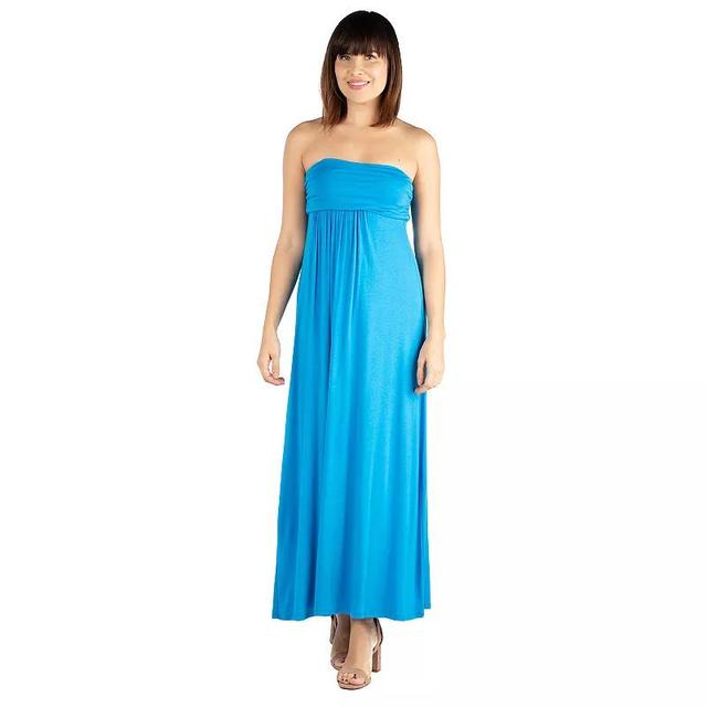 Womens 24seven Comfort Apparel Strapless Loose Fit Pleated Maxi Dress Product Image