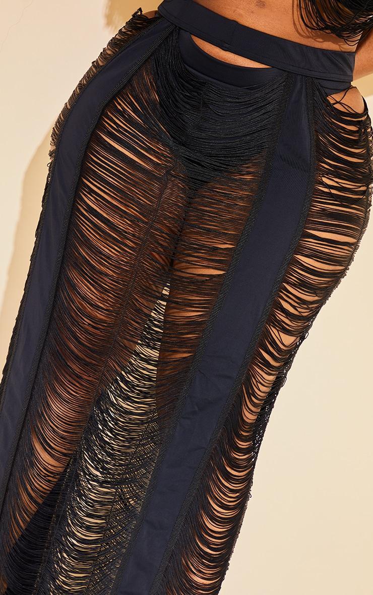 Plus Black Fringed Maxi Skirt Product Image