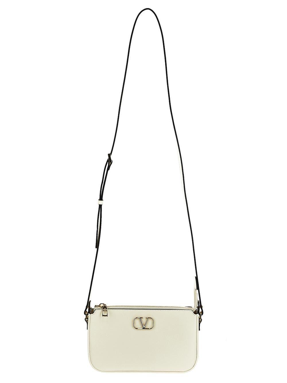 VALENTINO GARAVANI Mini Leather Vlogo Cross-body Bag In Ivory Product Image