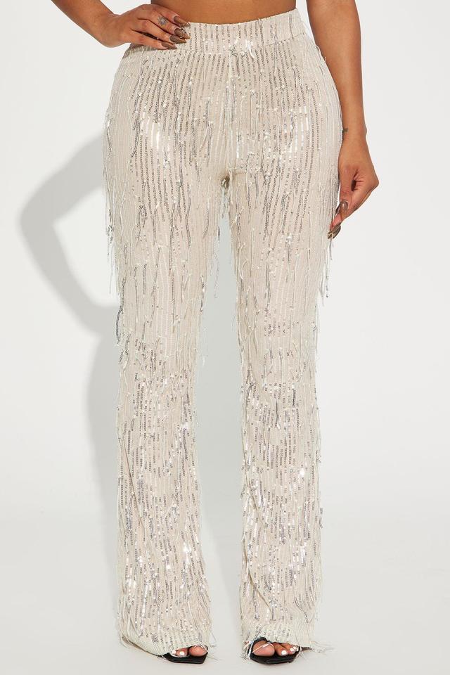 Out All Night Sequin Pant - Cream Product Image