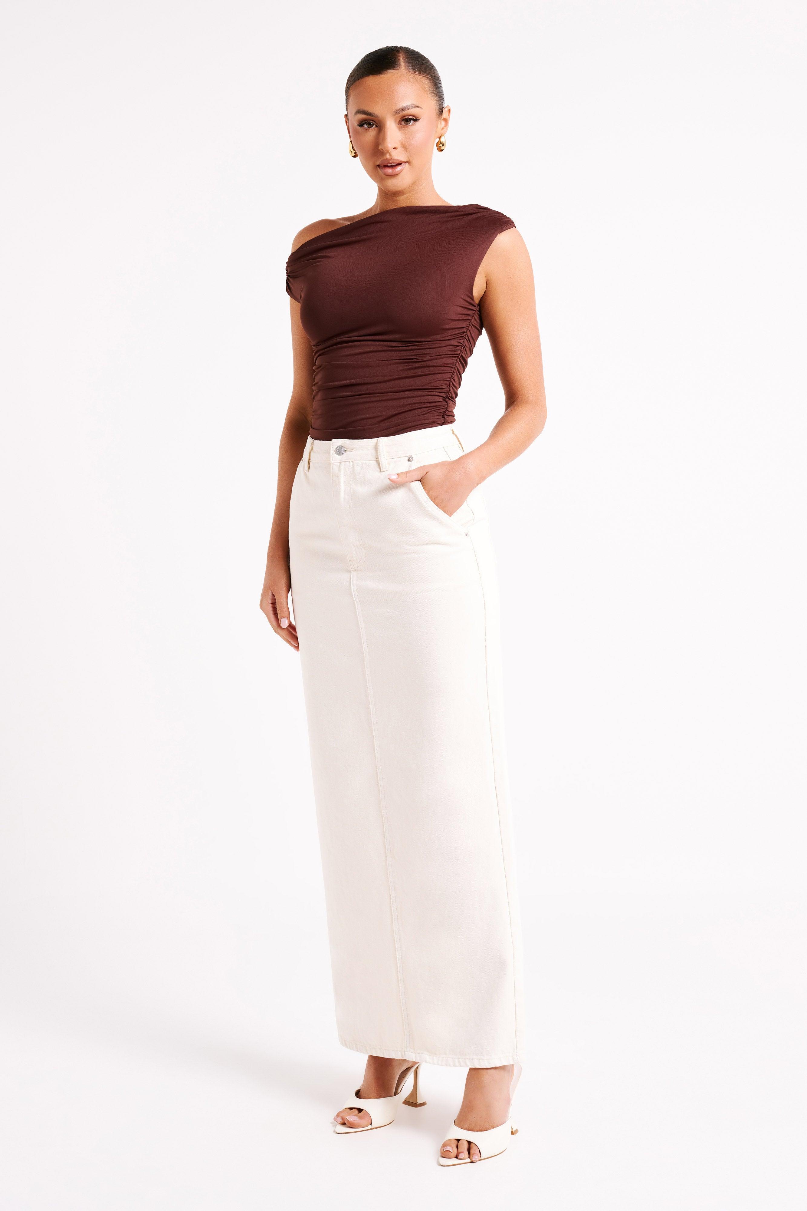 Alayna Recycled Nylon Ruched Top - Chocolate Product Image