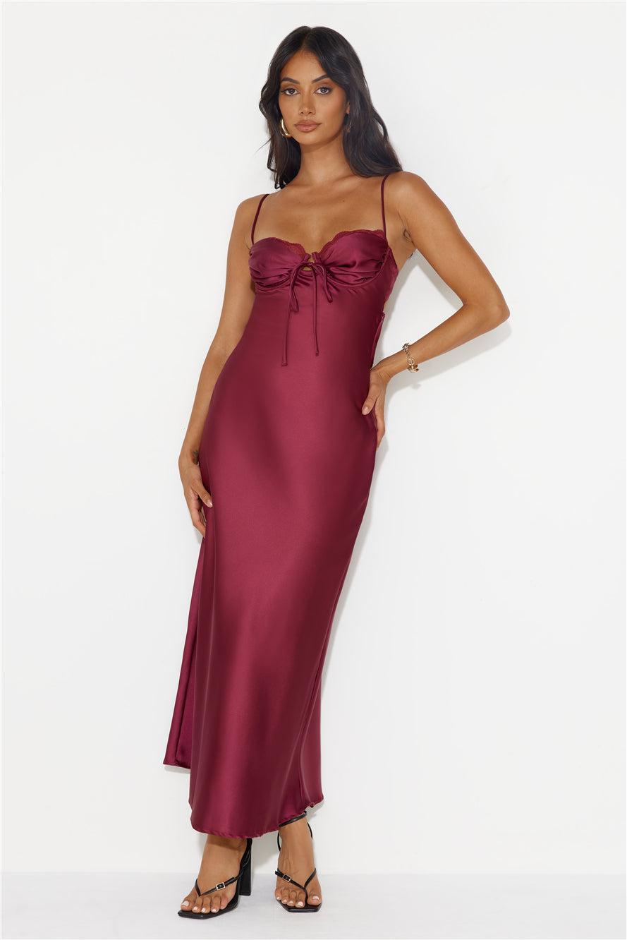 Winery Wedding Satin Maxi Dress Wine product image