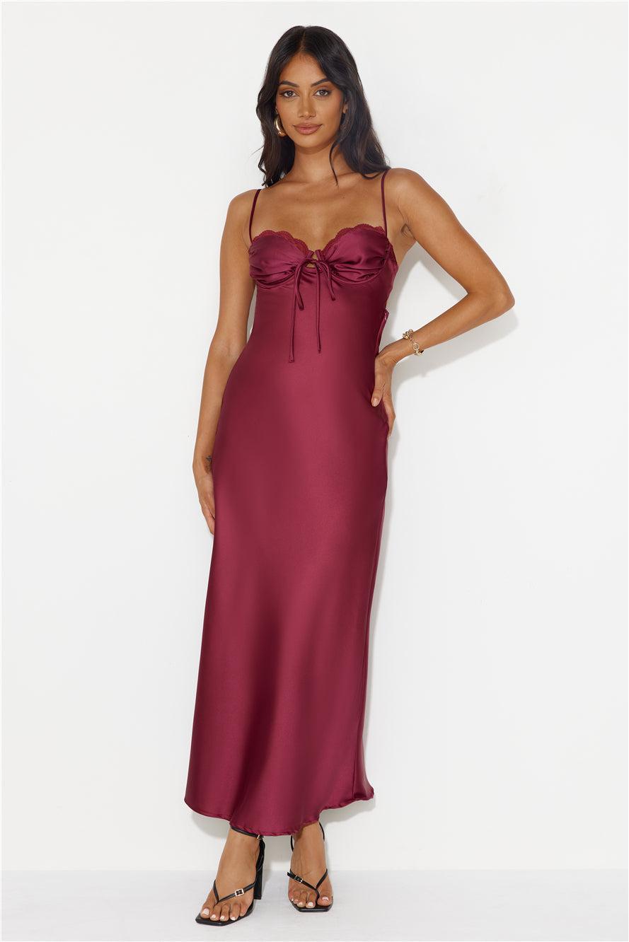 Winery Wedding Satin Maxi Dress Wine Product Image