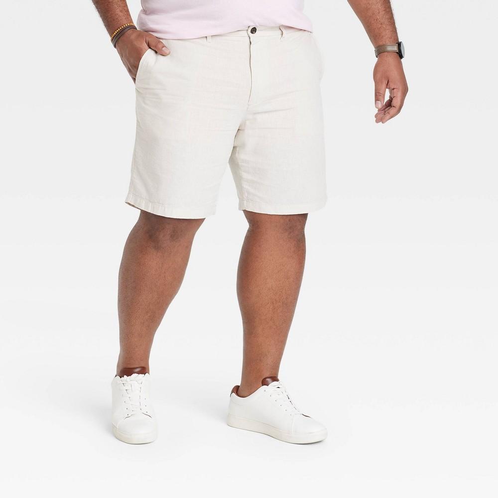 Mens Big & Tall 9 Slim Fit Flat Front Chino Shorts - Goodfellow & Co Cream 48 Product Image