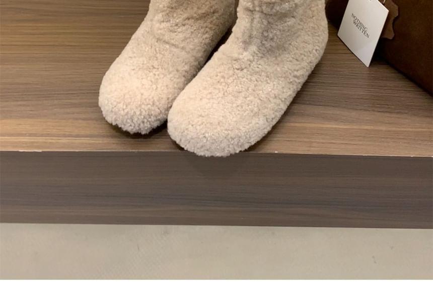 Hidden Wedge Platform Plain Fleece Short Boots Product Image