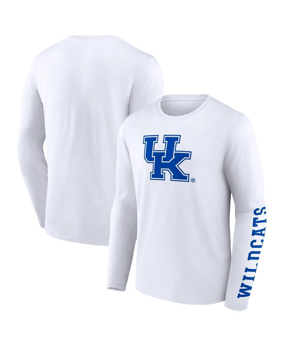 Mens Fanatics White Kentucky Wildcats Double Time 2-Hit Long Sleeve T-shirt Product Image