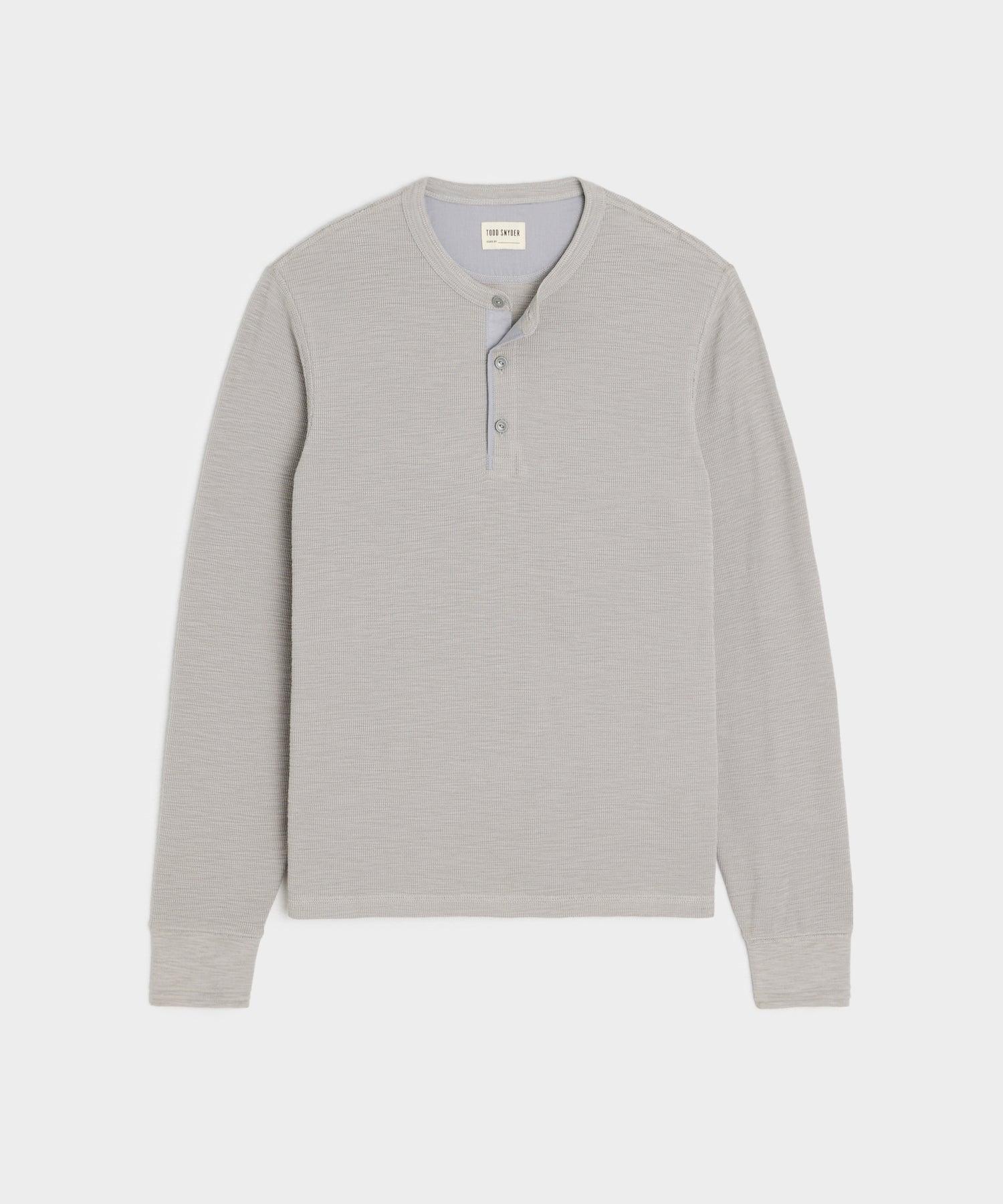 Lightweight Mini Waffle Henley in Graystone Product Image