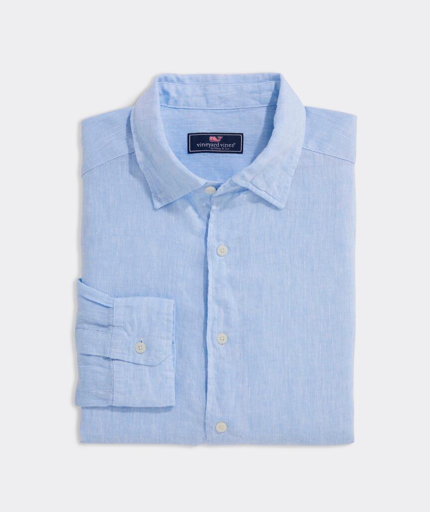 Linen Solid Spread Collar Shirt Product Image