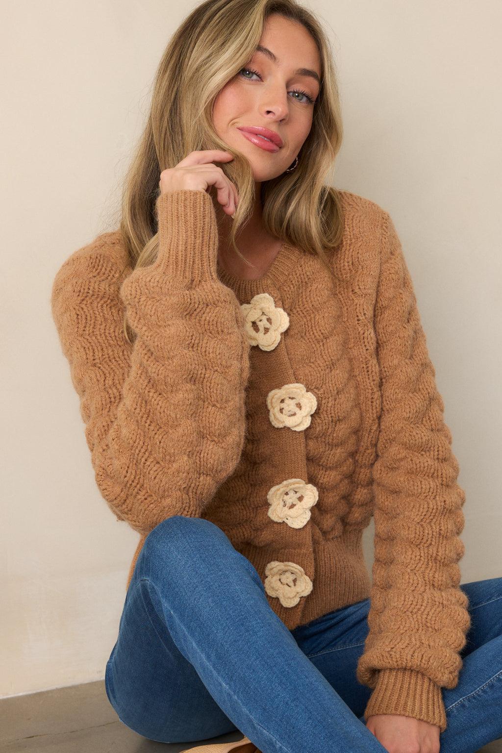 Hold Me Close Honey Cable Knit Cardigan product image