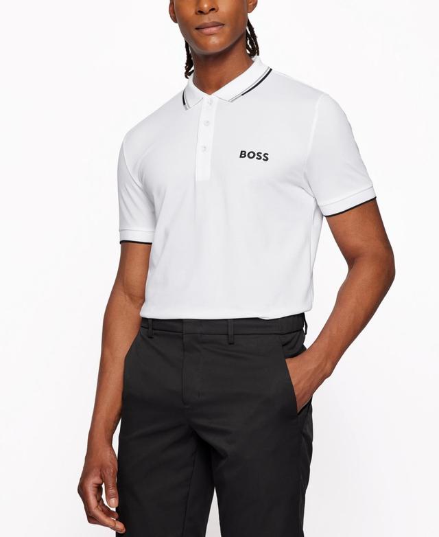 Mens Cotton-Blend Polo Shirt with Contrast Logo Product Image