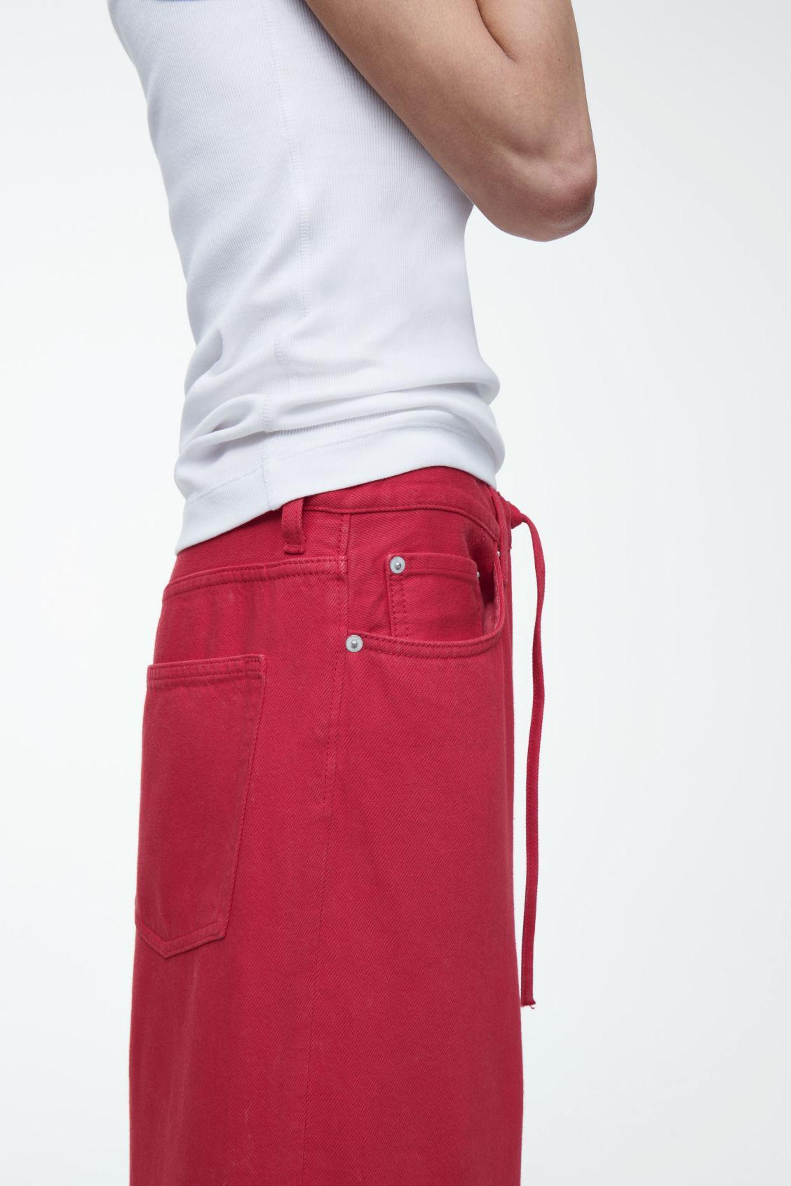 EXTRA WIDE-LEG DRAWSTRING DENIM PANTS Product Image