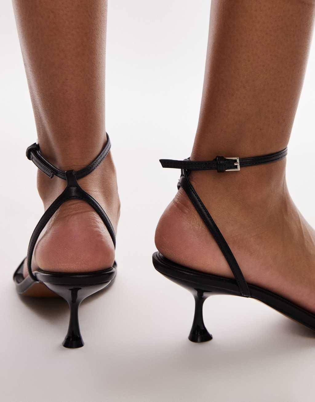 Topshop Irena barely there high heeled sandals in black Product Image