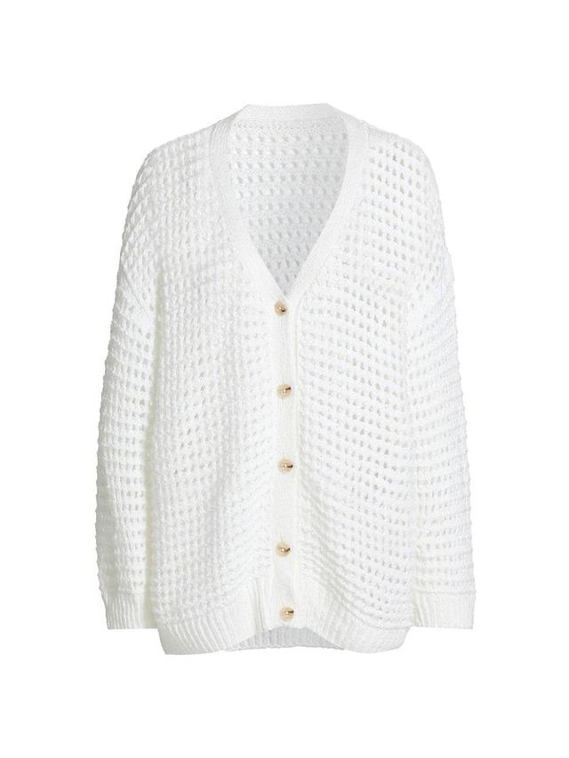 Womens Luxe Cotton Pointelle Cardigan Product Image