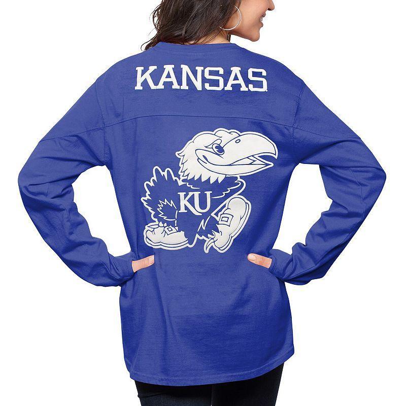 Womens Pressbox Royal Kansas Jayhawks The Big Shirt Oversized Long Sleeve T-Shirt Product Image