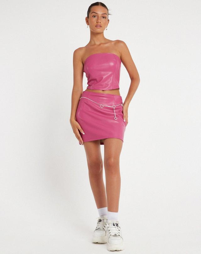 Ima Mini Skirt in PU Hot Pink Product Image