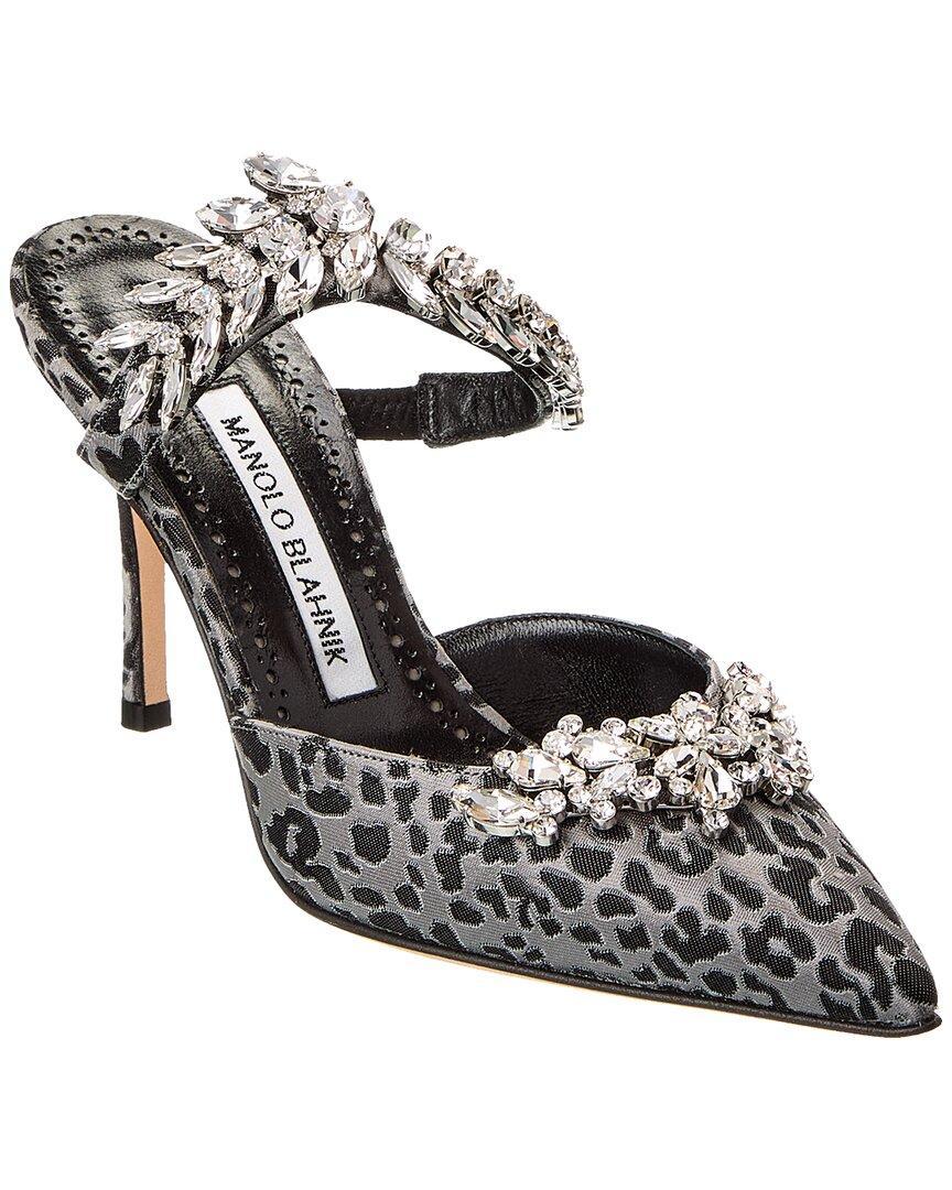 MANOLO BLAHNIK Lurum 90 Jacquard Mule In Grey Product Image