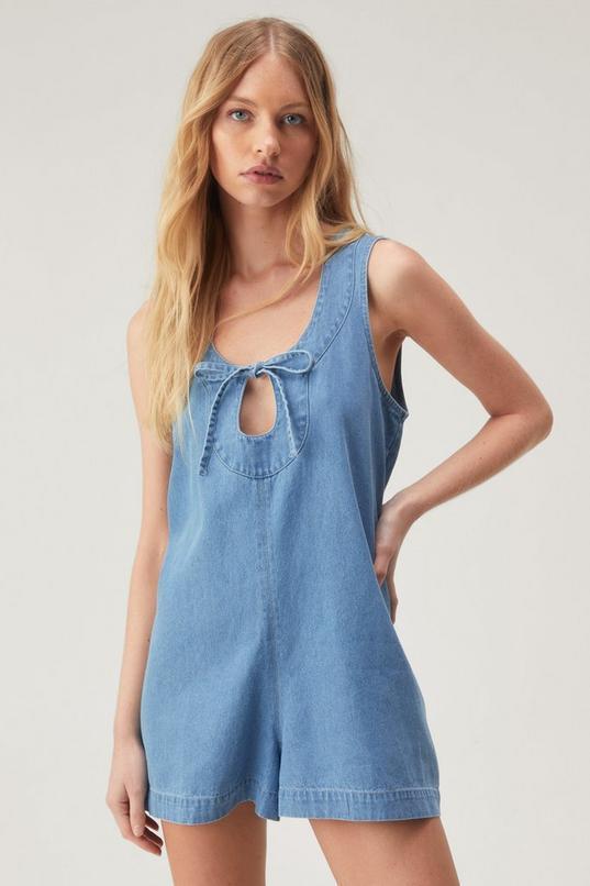 Chambray Keyhole Romper Product Image