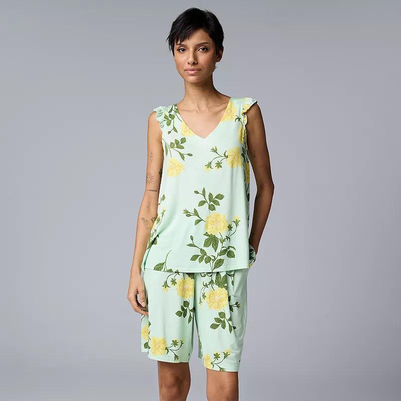 Womens Simply Vera Vera Wang Pajama Tank And Pajama Bermuda Short Sleep Set Product Image