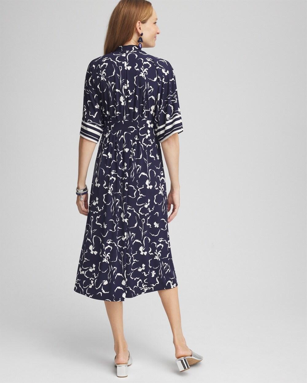 Pleated Floral Knit Midi Dress Product Image