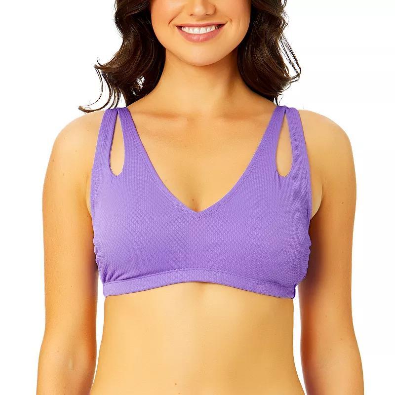 Womens Catalina Pique Texture Cutout Strap Swim Top Purple Pique Product Image