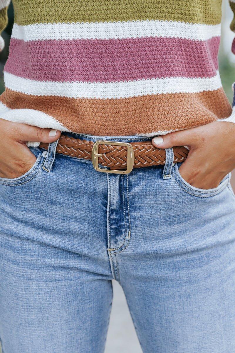 Brown Faux Leather Braided Belt - FINAL SALE Product Image