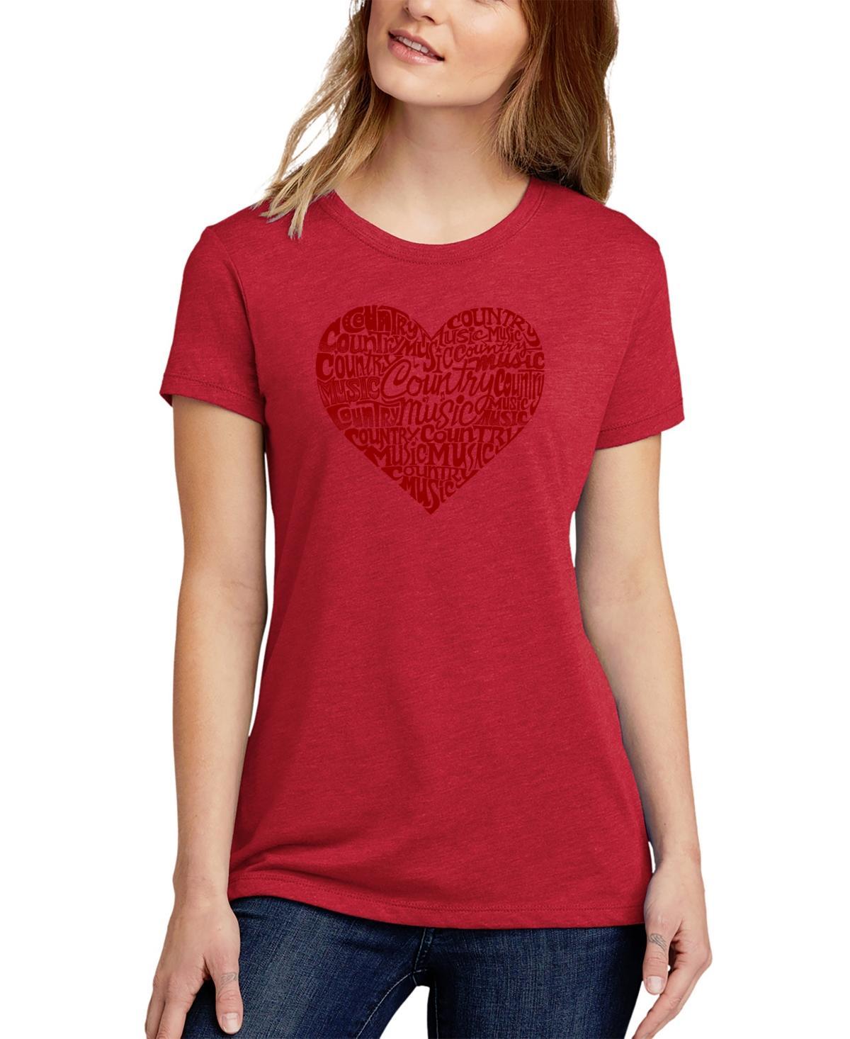 Womens Premium Blend Word Art Country Music Heart T-Shirt Product Image