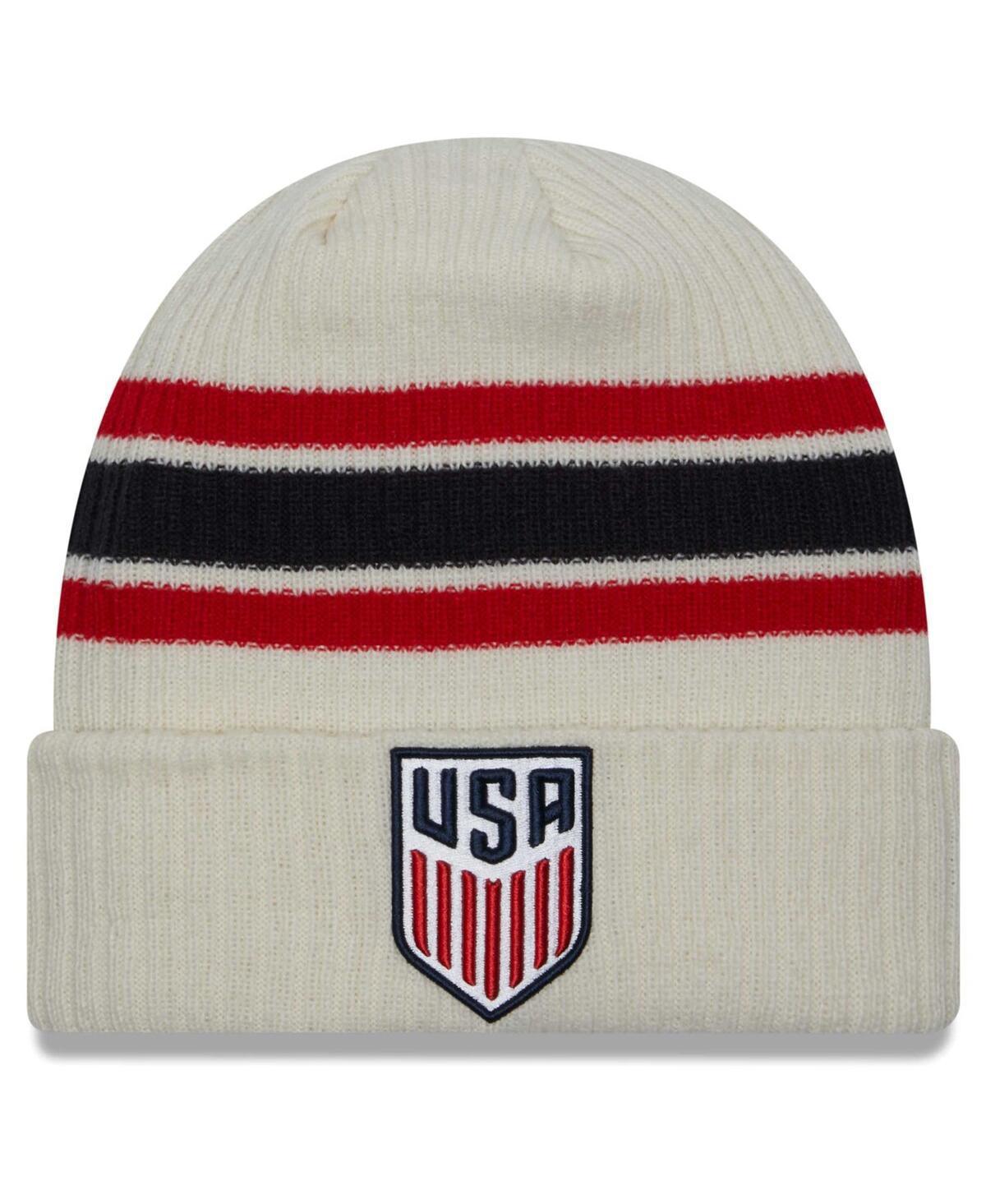 Youth Boys and Girls Cream Distressed Usmnt Vintage-Like Cuffed Knit Hat Product Image