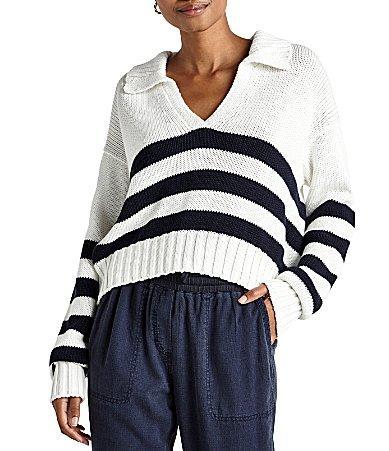 Womens Parker Striped Cotton Polo Sweater Product Image