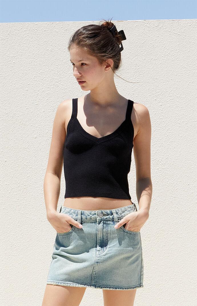 Women's Mid Rise Denim Mini Skirt - Product Image