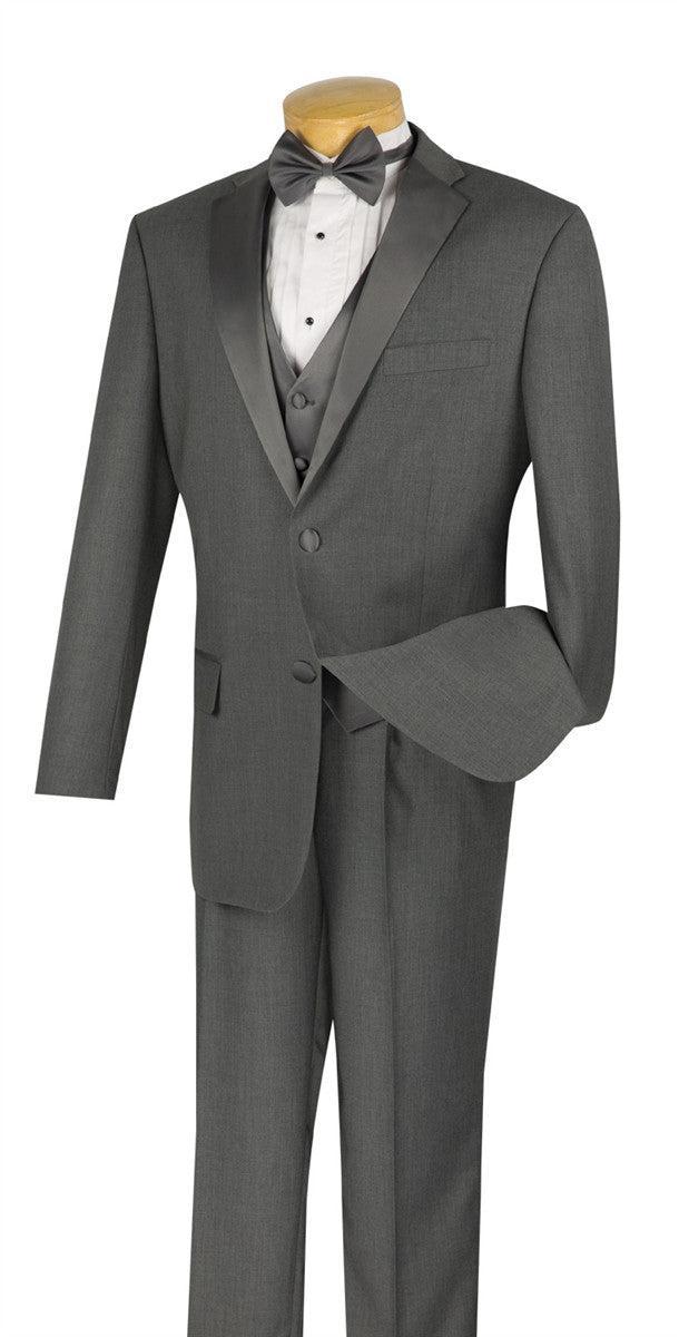 Santorini Collection - Regular Fit Gray Tuxedo 4 Piece with Vest Bow Tie Product Image