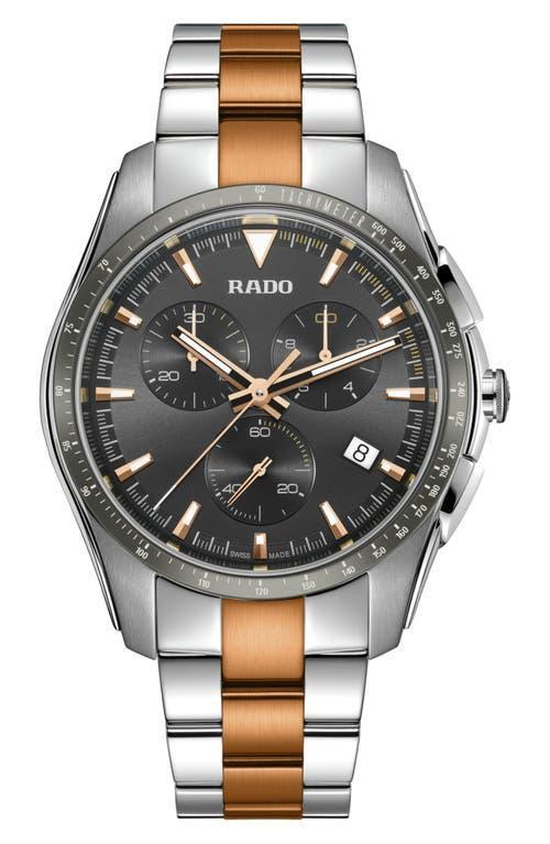 Rado Mens Swiss Chronograph Hyperchrome Two-Tone Stainless Steel Bracelet Watch 45mm - Black Product Image