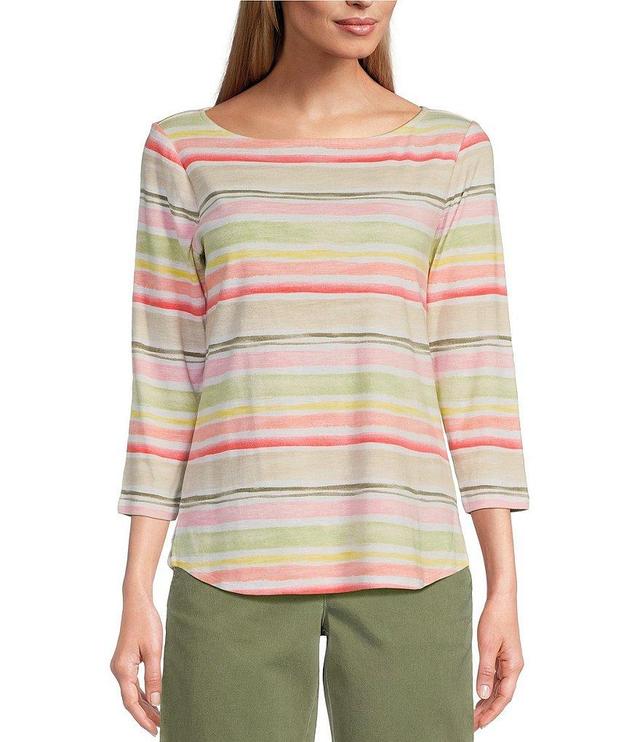 Tommy Bahama Stripe Boat Neckline 3/4 Sleeve Tee Shirt Product Image