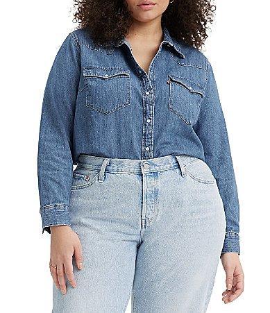 Levis Plus Size Button Front Long Sleeve Western Top Product Image