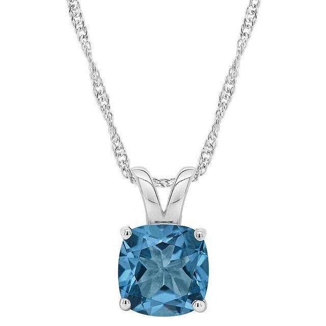 Alyson Layne 14k Gold Cushion London Blue Topaz Pendant Necklace, Womens Product Image