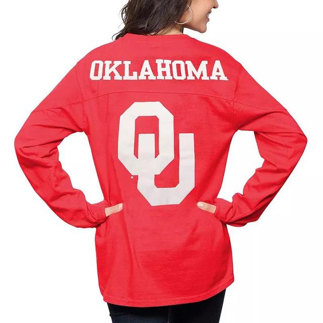 Womens Pressbox Crimson Oklahoma Sooners The Big Shirt Oversized Long Sleeve T-Shirt Product Image