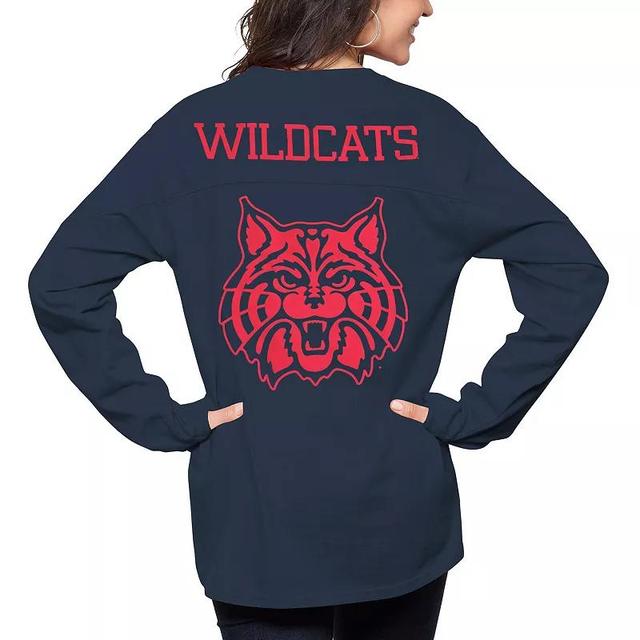 Womens Pressbox Arizona Wildcats The Big Shirt Oversized Long Sleeve T-Shirt Blue Product Image