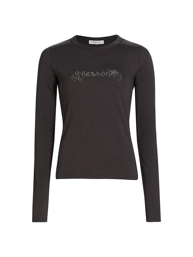 Womens Studded Logo Long-Sleeve T-Shirt Product Image