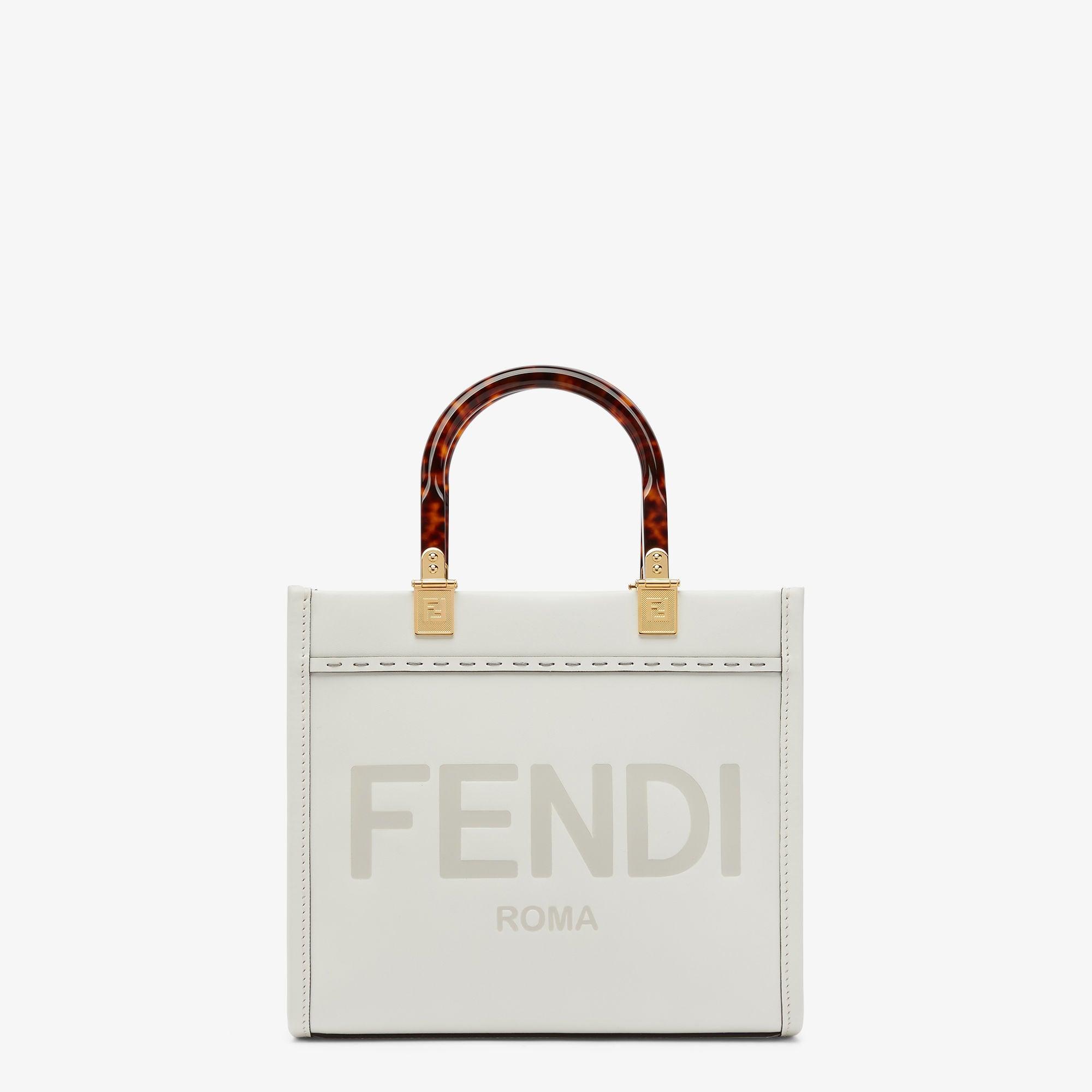 Fendi Sunshine SmallWhite leather shopper Product Image