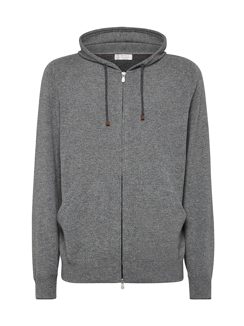 Mens Cashmere Sweatshirt Style Cardigan with Hood Product Image