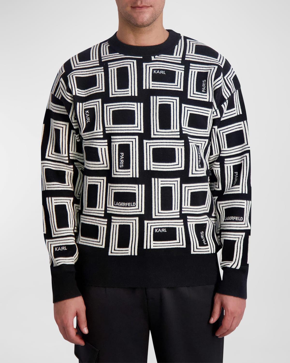 Mens Monogram Raised Jacquard Wool Sweater Product Image