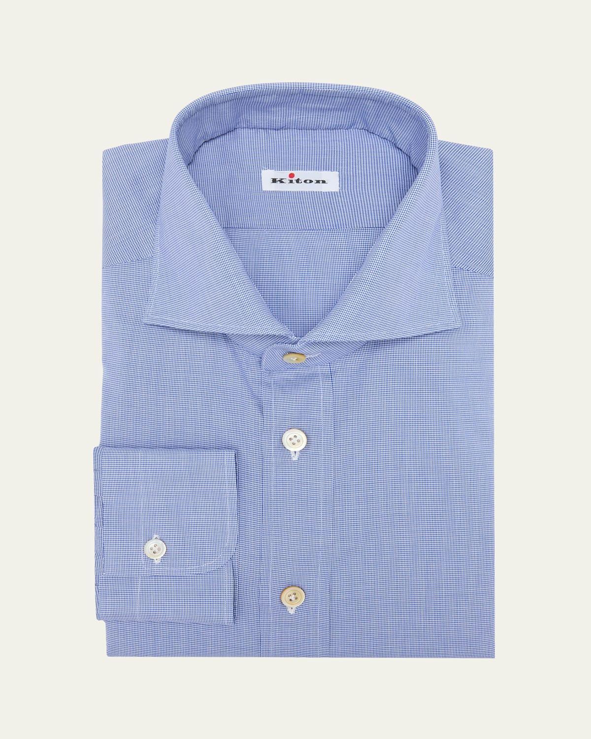 Mens Cotton Micro-Check Dress Shirt Product Image