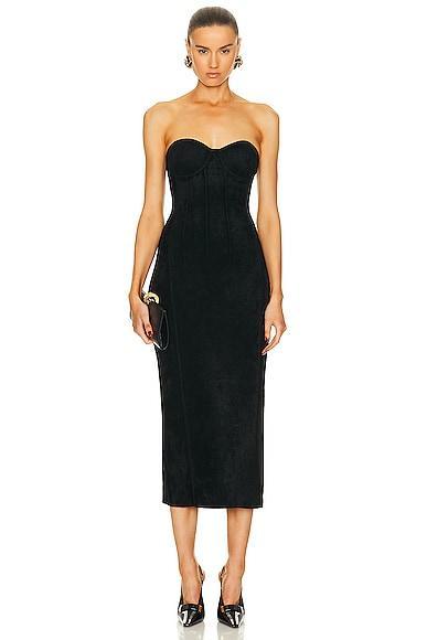 GALVAN Titania Velvet Bustier Dress Black. (also in M, S). Product Image